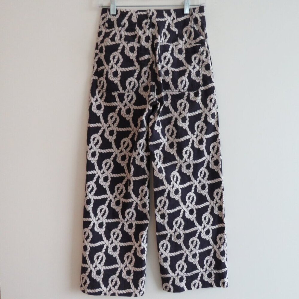 ANTHROPOLOGIE MAEVE The Colette Nautical Rope Wide Leg Cropped Linen Blend Pants - Picture 12 of 16
